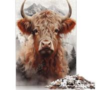 1000 Piece Highland Cow Beauty Jigsaws for Adults Wooden Puzzles for Adults Family Fun Jigsaws Puzzles 1000pcs (75x50cm)