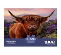 1000 Piece Highland Cow Jigsaw Puzzle for Adults - A Mindful Challenge, Family Game, Alpine Flowers Puzzle, Home Decoration Gifts 70x50cm/1000pcs