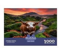 1000 Piece Highland Cow Jigsaw Puzzle for Adults - A Mindful Challenge, Family Game, Rock Moss Puzzle, Home Decoration Birthday Gifts 70x50cm/1000pcs