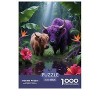 1000 Piece Highland Cow Jigsaw Puzzle for Adults - Challenging & Brainteasing, Rainforest Waterhole Puzzles, Home Decoration Gifts 38x26cm/1000pcs
