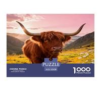 1000 Piece Highland Cow Jigsaw Puzzle for Adults - Relaxation & Focus, Family Game, Plateau Meadow Puzzles, Decoration Birthday Gifts 52x38cm/1000pcs