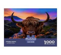 1000 Piece Highland Cow Jigsaw Puzzle for Adults - Relaxation & Focus, Family Game, Rock Moss Puzzles, Decoration Gifts 52x38cm/1000pcs
