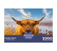 1000 Piece Highland Cow Jigsaw Puzzle for Adults - Relaxation & Focus, Family Game, Wetland Puzzles, Home Decoration Birthday Gifts 38x26cm/1000pcs