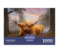 1000 Piece Highland Cow Jigsaw Puzzle for Adults - Relaxation & Focus, Family Game, Woods Puzzle, Home Decoration Birthday Gifts 52x38cm/1000pcs
