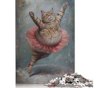 1000 Piece Hilarious Fat Ballet Cat Square Puzzles for Adults, Wooden Puzzles Family Entertainment Toys 1000pcs (75x50cm)