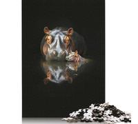 1000 Piece Hippopotamus Mother And Calf Jigsaw Puzzle for Adult Teenagers Wood Puzzles for Adults Home Decoration Puzzle Toys 1000pcs (75x50cm)