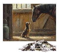 1000 Piece Horse And Dog in Stable Puzzles For Adults Wooden Puzzles Brain Teaser Puzzles For Children 1000pcs (75x50cm)