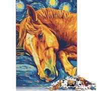 1000 Piece Horse in Starry Night Style Jigsaw Puzzlesfor Adults Teenagers Paper Puzzles for Adults For Family Fun & Game Night 38x26cm/1000pcs