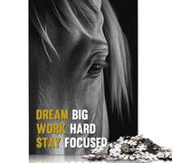 1000 Piece Horse Inspirational Quotes Creative Square Jigsaw Puzzles for Adults & Wooden Puzzles Educational Toys 1000pcs (75x50cm)