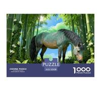 1000 Piece Horse Jigsaw Puzzle for Adults - Cooperative Play & Educational Activity, Bamboo Sea Puzzles, Home Decoration Unique Gift 52x38cm/1000pcs