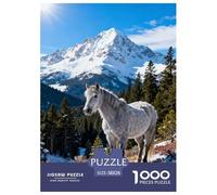 1000 Piece Horse Jigsaw Puzzle for Adults - Cooperative Play & Educational Activity, Snowy Mountain Forest Jigsaws, Decoration Unique Gift 38x26cm/1000pcs
