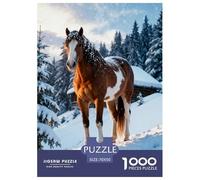 1000 Piece Horse Jigsaw Puzzles for Adults - Family Fun, Family Game, Snowy Pine Tree Puzzle, Decoration Birthday Gifts 70x50cm/1000pcs