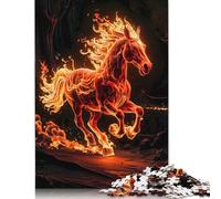 1000 Piece Horses Fire Square Puzzles for Adults, Wooden Puzzles Family Entertainment Toys 1000pcs (75x50cm)
