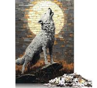 1000 Piece Howling Wolf Under Moonlight - Bold Impasto Artwork Jigsaw Puzzles for Adult Teenagers Puzzles for Adults Puzzles Puzzles for Adults Teens 1000pcs (75x50cm)