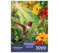 1000 Piece Hummingbird Jigsaw Puzzle for Adults Kids - Family Fun, Educational Toys, Tropical Sea of Flowers Puzzle, Home Decoration Unique Gift 70x50cm/1000pcs