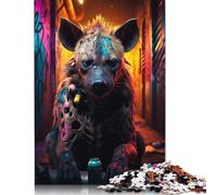 1000 Piece Hyena Graffiti Street Art Jigsaw Puzzle for Adult Teenagers Wooden Puzzle Christmas Eve Gifts 1000pcs (75x50cm)