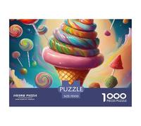 1000 Piece Ice Cream And Candy Jigsaw Puzzles Ice Cream And Candy Fun, Challenging for Adults Home Decorations Educational Games Age 12+ for Adults 70x50cm/1000pcs