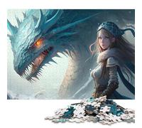 1000 Piece Ice Fairy with Her Dragon Square Jigsaw Puzzles for Adults & Wooden Puzzles Learning Educational Toys Family Games 1000pcs (75x50cm)