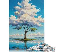 1000 Piece Impasto Tree Painting on Island Jigsaw Puzzlesfor Adults Teenagers Wooden Puzzle Adult Jigsaw Puzzle Sustainable Puzzle for Adults | Games 1000pcs (75x50cm)
