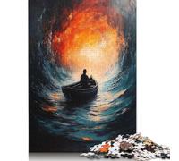 1000 Piece Into The Abyss Surreal Lone Boatman Jigsaw Puzzles for Adults Teenagers Puzzles Wooden Puzzles Family Activity Jigsaw Puzzles 1000pcs (75x50cm)