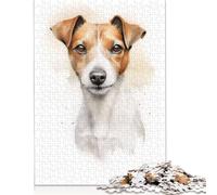 1000 Piece Jack Russell Portrait Square Puzzle for Adults Wooden Puzzles Educational Puzzle Family Game 1000pcs (75x50cm)