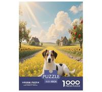 1000 Piece Jack Russell Terrier Jigsaw Puzzle for Adults - Family Fun, Educational Games, Dog Farm Flower Sea Jigsaws, Decoration Gifts 38x26cm/1000pcs