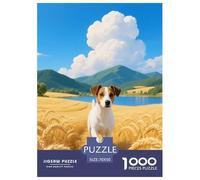 1000 Piece Jack Russell Terrier Jigsaw Puzzle for Adults - Family Fun, Family Happy Game, Golden Wheat Field Jigsaws, Home Decoration Gifts 70x50cm/1000pcs