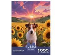 1000 Piece Jack Russell Terrier Jigsaw Puzzle for Adults - Family Fun, Family Happy Game, Sunflower Field Puzzle, Decoration Birthday Gifts 70x50cm/1000pcs