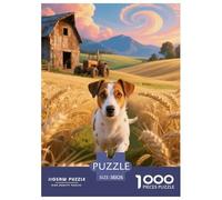 1000 Piece Jack Russell Terrier Jigsaw Puzzle for Adults - Family Fun, Family Happy Game, Wheat Field Farm Puzzle, Home Decoration Unique Gift 38x26cm/1000pcs
