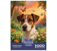 1000 Piece Jack Russell Terrier Jigsaw Puzzles for Adults - Challenging Game, Flower Bush Puzzles, Decoration Unique Gift 52x38cm/1000pcs