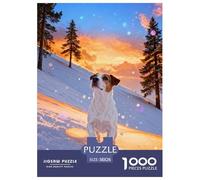 1000 Piece Jack Russell Terrier Jigsaw Puzzles for Adults - Challenging Game, Snowy Pine Tree Puzzle, Decoration Birthday Gifts 38x26cm/1000pcs