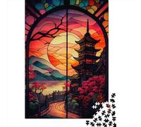 1000 Piece Japan In Stained Glass Puzzles For Adults Wooden Puzzles Brain Teaser Puzzles For Children 1000pcs (75x50cm)