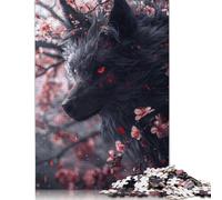 1000 Piece Japanese Black Kitsune Fox Puzzles for Adults Wooden Puzzles Educational Games For Kids 1000pcs (75x50cm)