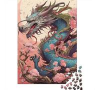 1000 Piece Japanese Dragon Cherry 8 Jigsaw Puzzlesfor Adults Paper Puzzle Jigsaws for Adults For Family Fun & Game Night 1000pcs (38x26cm)
