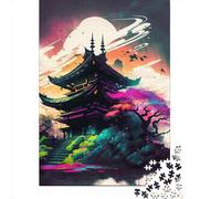 1000 Piece Japanese Landscape Neon Square Jigsaw Puzzles for Adults & Wooden Puzzles Learning Educational Toys Family Games 1000pcs (75x50cm)