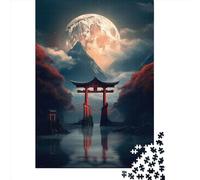 1000 Piece Japanese Torii Gate Moon Wooden Jigsaw Puzzles Adults Teens Jigsaw Large Puzzle Toys Educational Intellectual Decompressing Fun Family Game 1000pcs (75x50cm)