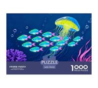 1000 Piece Jellyfish Jigsaw Puzzle for Adults Kids - Challenging & Brainteasing, School of Fish Puzzles, Home Decoration Unique Gift 70x50cm/1000pcs