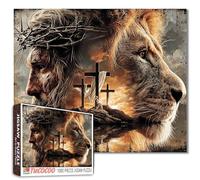 1000 Piece Jesus Cross and Lion Jigsaw Puzzles for Adults Christianity Puzzles Vintage Kingship Redemption Puzzle for Home Decoration Gifts Family Puzzle Perfect for Game Nights 19.7" x 27.6 "