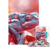 1000 Piece Jigsaw A Chameleon Blending Cozy Home Brain Game Dust Free Clean Cutting Work Charming Play for Quiet Leisure Hours (Size 38x26cm)