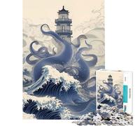 1000 Piece Jigsaw A Lighthouse And Monster Cozy Home Brain Game Dust Free Clean Cutting Work Charming Play for Quiet Leisure Hours (Size 50x75cm)