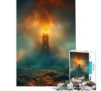 1000 Piece Jigsaw A Lighthouse And Stormy Se Cozy Home Brain Game Dust Free Clean Cutting Work Charming Play for Quiet Leisure Hours (Size 38x26cm)
