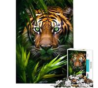1000 Piece Jigsaw A Tiger in Jungle Cozy Home Brain Game Dust Free Clean Cutting Work Charming Play for Quiet Leisure Hours (Size 38x52cm)