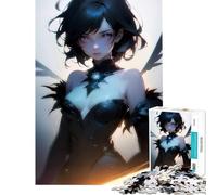 1000 Piece Jigsaw A Woman in A Black Dress Peaceful Focus Building Play Quality Cut Consistent Shape Delightful Brain Fun for Leisure Hours (Size 38x52cm)