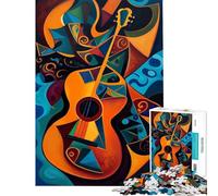 1000 Piece Jigsaw Abstract Acoustic Guitar Peaceful Focus Building Play Quality Cut Consistent Shape Delightful Brain Fun for Leisure Hours (Size 38x52cm)