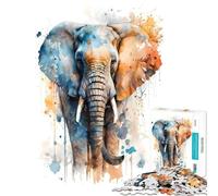 1000 Piece Jigsaw Abstract African Elephant Peaceful Focus Building Play Quality Cut Consistent Shape Delightful Brain Fun for Leisure Hours (Size 38x26cm)