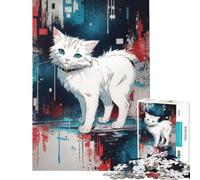 1000 Piece Jigsaw Abstract Cat Peaceful Focus Building Play Quality Cut Consistent Shape Delightful Brain Fun for Leisure Hours (Size 38x26cm)