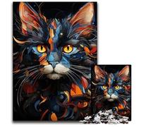 1000 Piece Jigsaw Abstract Cat Vivid Colors paper Jigsaw Puzzles for Adults Brain Teaser Game Interactive Family Game Suitable for Ages 14 1000 PCS(38x26cm)