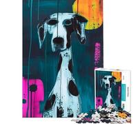 1000 Piece Jigsaw Abstract Dalmatian Dog Painting Peaceful Focus Building Play Quality Cut Consistent Shape Delightful Brain Fun for Leisure Hours (Size 38x52cm)