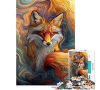 1000 Piece Jigsaw Abstract Fox Portrait Peaceful Focus Building Play Quality Cut Consistent Shape Delightful Brain Fun for Leisure Hours (Size 38x52cm)
