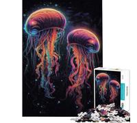 1000 Piece Jigsaw Abstract Jellyfish Peaceful Focus Building Play Quality Cut Consistent Shape Delightful Brain Fun for Leisure Hours (Size 38x26cm)